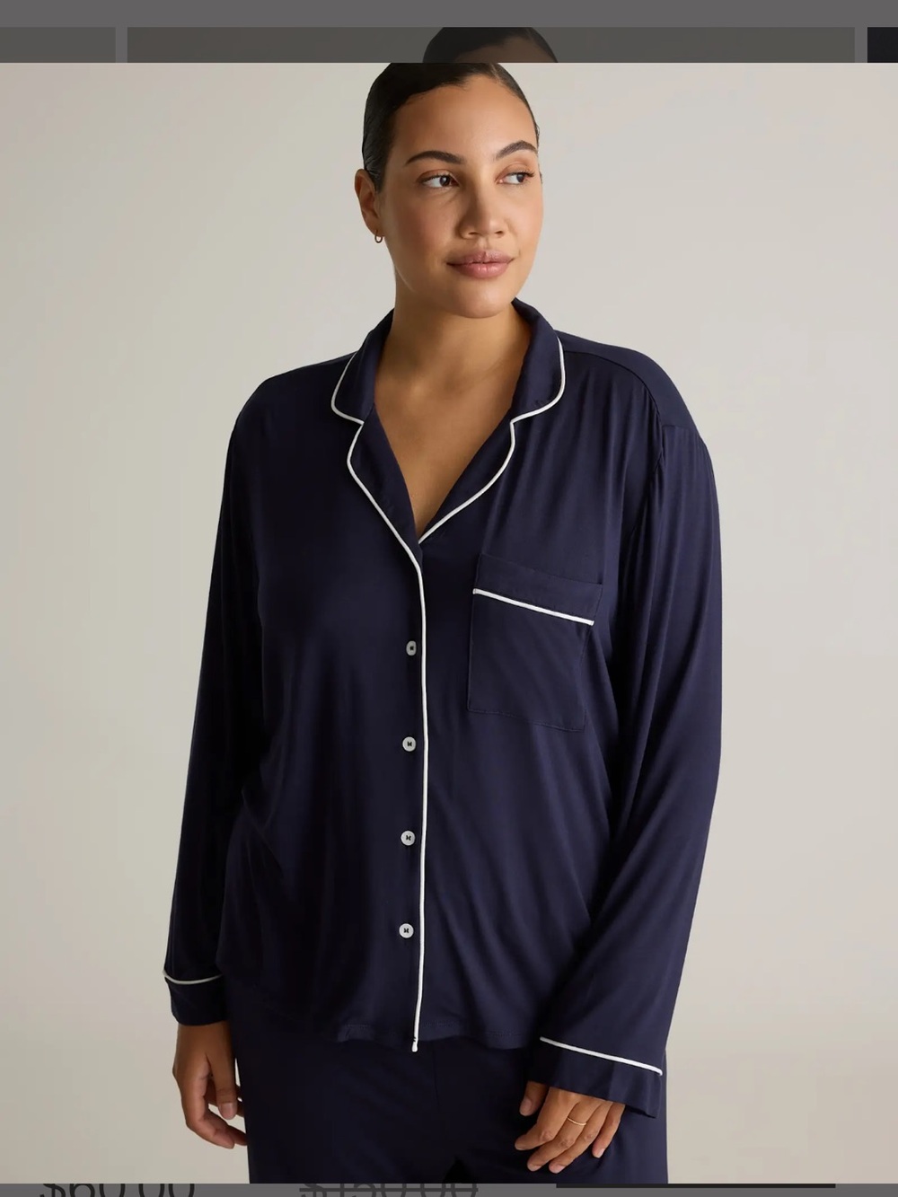 Quince Bamboo Jersey Pajama Top, long-sleeved & button up